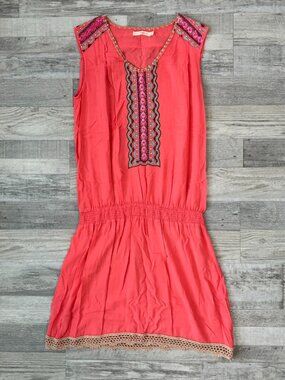 Hazel Coral Dress Size Small Sleeveless, Beaded, Defined Waist M12